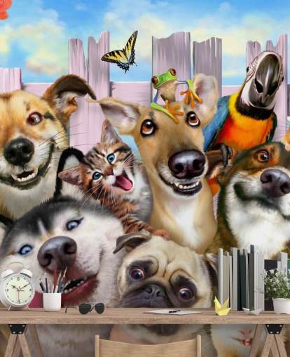 Cute Pets Selfie Wallpaper