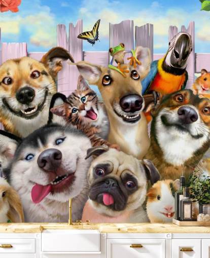 Cute Pets Selfie Wallpaper