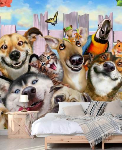 Carta da parati selfie con animali domestici carini