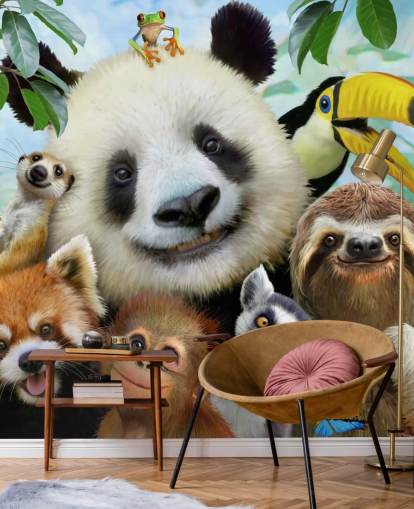 Selfie-Tapete mit Zoo-Tieren