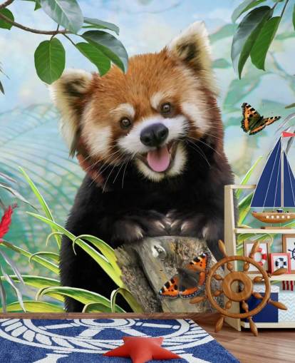 Red Panda with Butterflies Selfie Wallpaper Red Panda with Butterflies Selfie Wallpaper