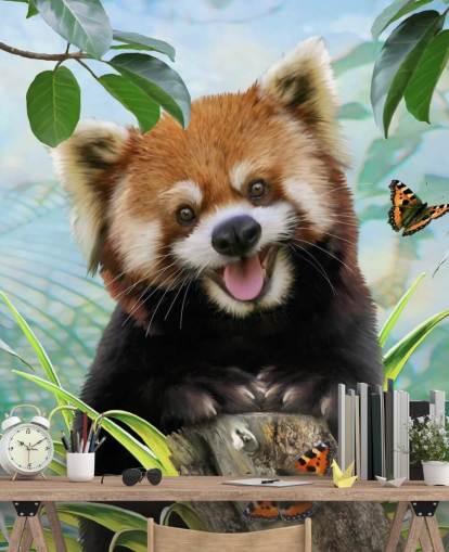 Red Panda with Butterflies Selfie Wallpaper Red Panda with Butterflies Selfie Wallpaper