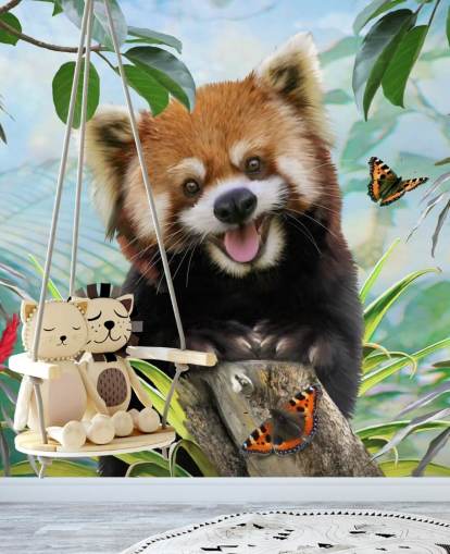 Red Panda with Butterflies Selfie Wallpaper Red Panda with Butterflies Selfie Wallpaper