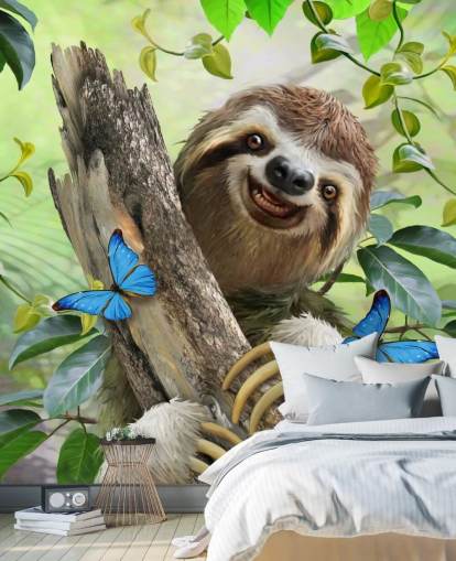 fondo de pantalla sonriente perezoso en la selva