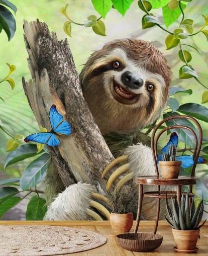 fondo de pantalla sonriente perezoso en la selva