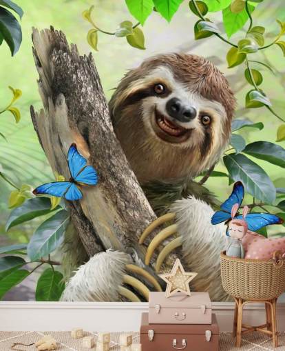 fondo de pantalla sonriente perezoso en la selva