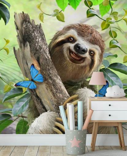 fondo de pantalla sonriente perezoso en la selva