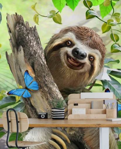 smiling sloth in rainforest wallpaper smiling sloth in rainforest wallpaper