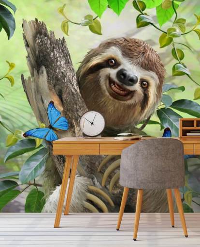 fondo de pantalla sonriente perezoso en la selva