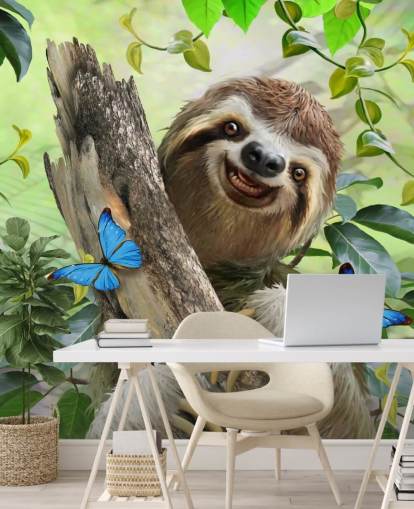 fondo de pantalla sonriente perezoso en la selva