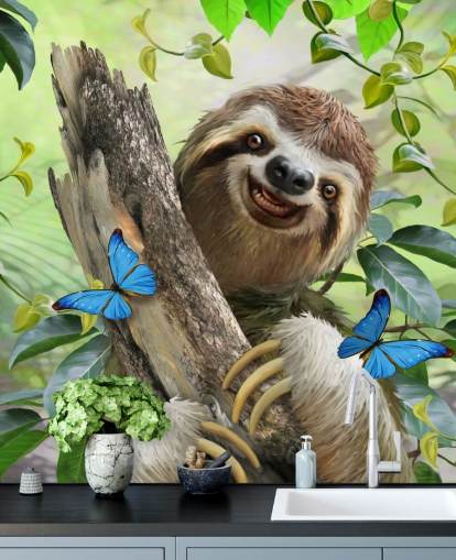 fondo de pantalla sonriente perezoso en la selva