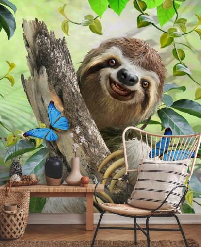 fondo de pantalla sonriente perezoso en la selva