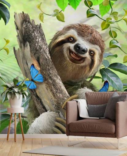 fondo de pantalla sonriente perezoso en la selva