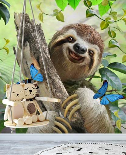 fondo de pantalla sonriente perezoso en la selva