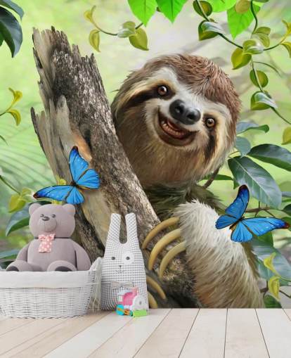 fondo de pantalla sonriente perezoso en la selva