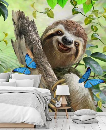 fondo de pantalla sonriente perezoso en la selva