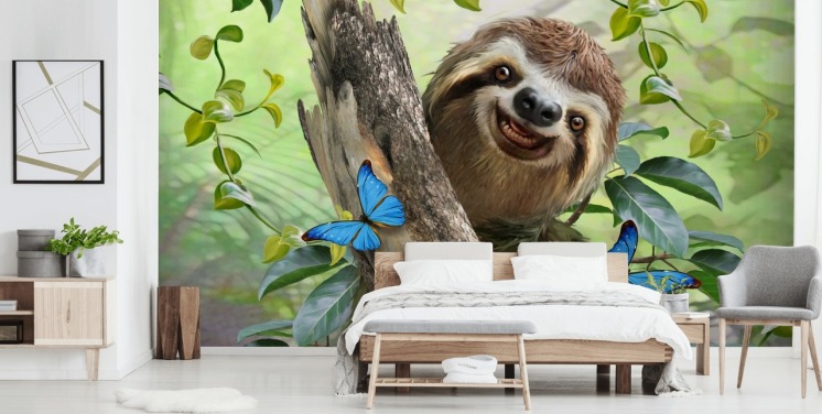 preguiça sorridente na floresta tropical