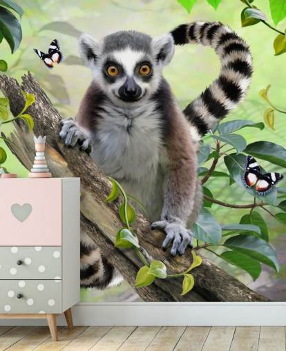 Carta da parati carina Lemur Selfie