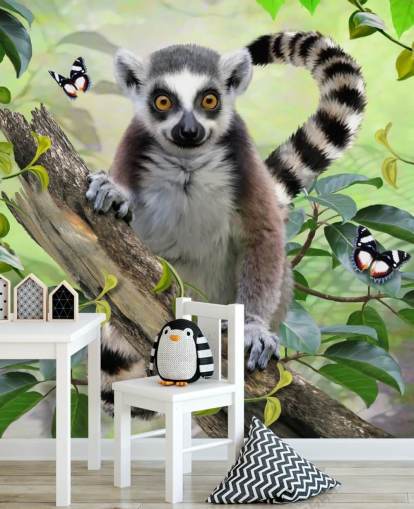Carta da parati carina Lemur Selfie