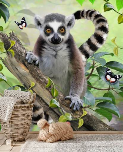 Carta da parati carina Lemur Selfie