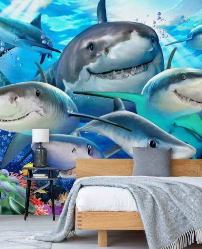 Papier peint Fun Sharks Selfie