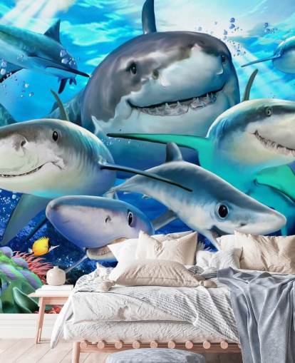 Fun Sharks Selfie Wallpaper