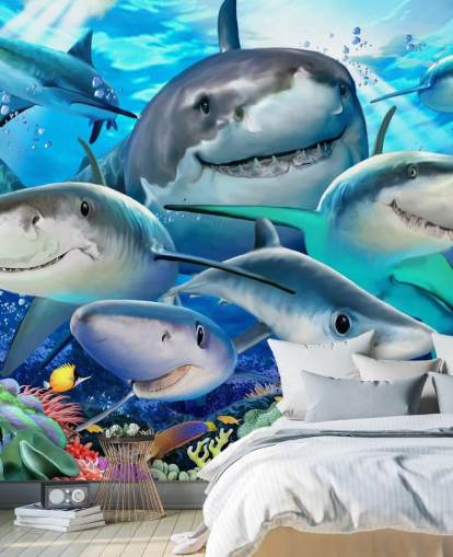 Carta da parati selfie Fun Sharks