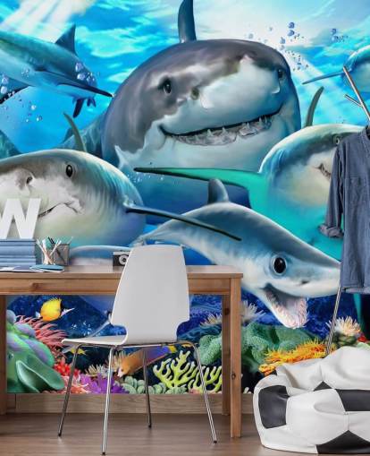 Carta da parati selfie Fun Sharks