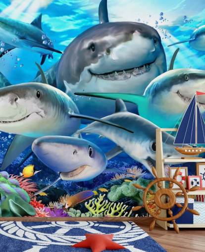 Carta da parati selfie Fun Sharks Carta da parati selfie Fun Sharks