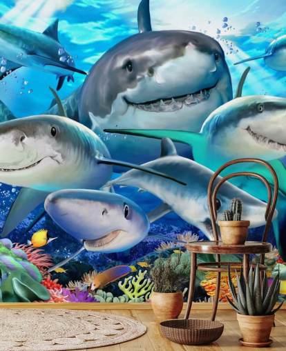 Hauska Sharks Selfie-taustakuva