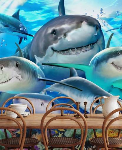 Fun Sharks Selfie Wallpaper