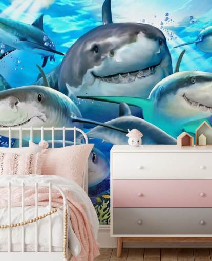 Morsomme Sharks Selfie Bakgrunn