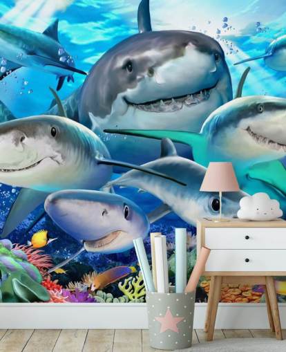 Morsomme Sharks Selfie Bakgrunn Morsomme Sharks Selfie Bakgrunn