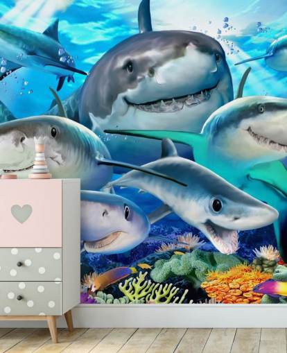 Carta da parati selfie Fun Sharks Carta da parati selfie Fun Sharks