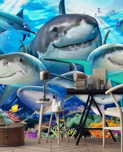 Fun Sharks Selfie Wallpaper