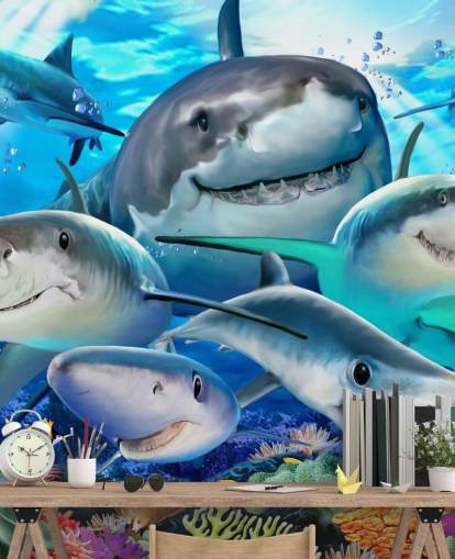 Fun Sharks Selfie Bakgrund