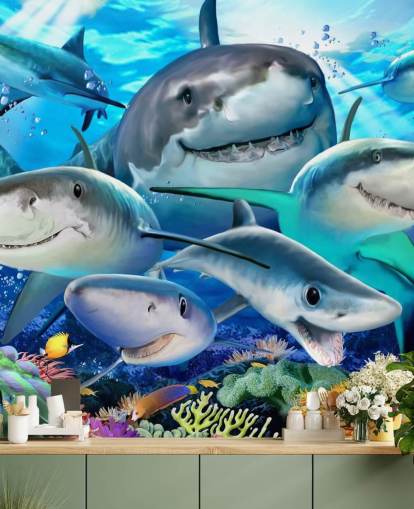 Carta da parati selfie Fun Sharks