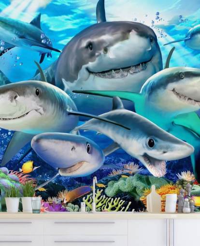 Sjove Sharks Selfie Baggrund
