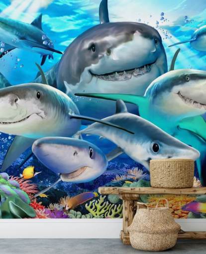 Sjove Sharks Selfie Baggrund Sjove Sharks Selfie Baggrund