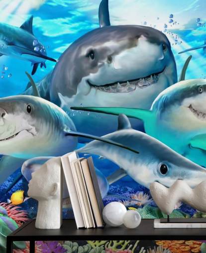 Carta da parati selfie Fun Sharks
