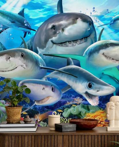 Fun Sharks Selfie Wallpaper