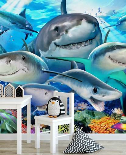 Morsomme Sharks Selfie Bakgrunn Morsomme Sharks Selfie Bakgrunn