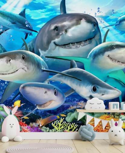 Carta da parati selfie Fun Sharks