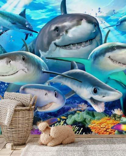 Fun Sharks Selfie Wallpaper