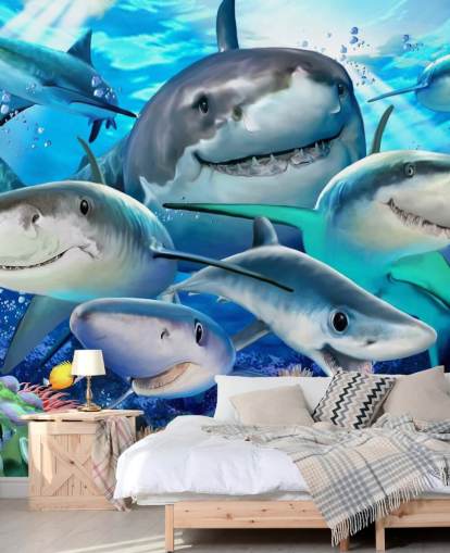 Lustiges Selfie-Hintergrundbild mit Haien Lustiges Selfie-Hintergrundbild mit Haien