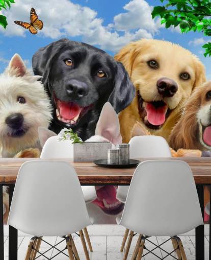 papier peint mural personnalisé pour chiens appelé Dogs Selfie par Howard Robinson pour une chambre d'enfant, une crèche ou une salle de jeux papier peint mural personnalisé pour chiens appelé Dogs Selfie par Howard Robinson pour une chambre d'enfant, une crèche ou une salle de jeux