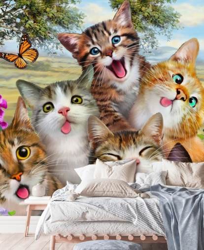 Papel de parede fofo e engraçado de selfie de gato