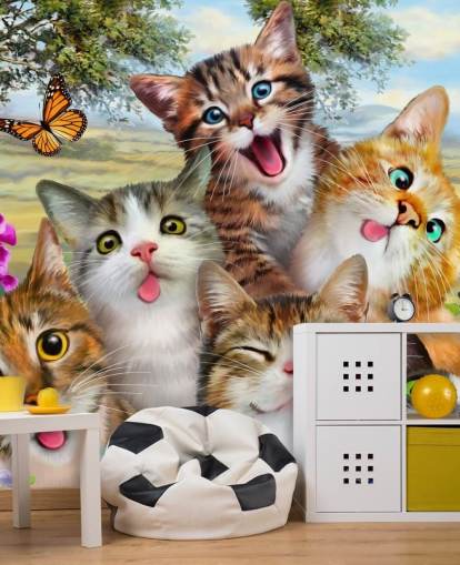 Leuke en grappige kattenselfie-achtergrond Leuke en grappige kattenselfie-achtergrond