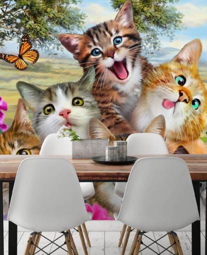Nette und lustige Katzen-Selfie-Tapete Nette und lustige Katzen-Selfie-Tapete