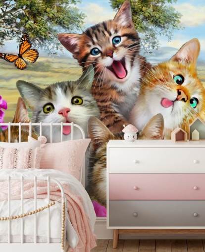 Nette und lustige Katzen-Selfie-Tapete